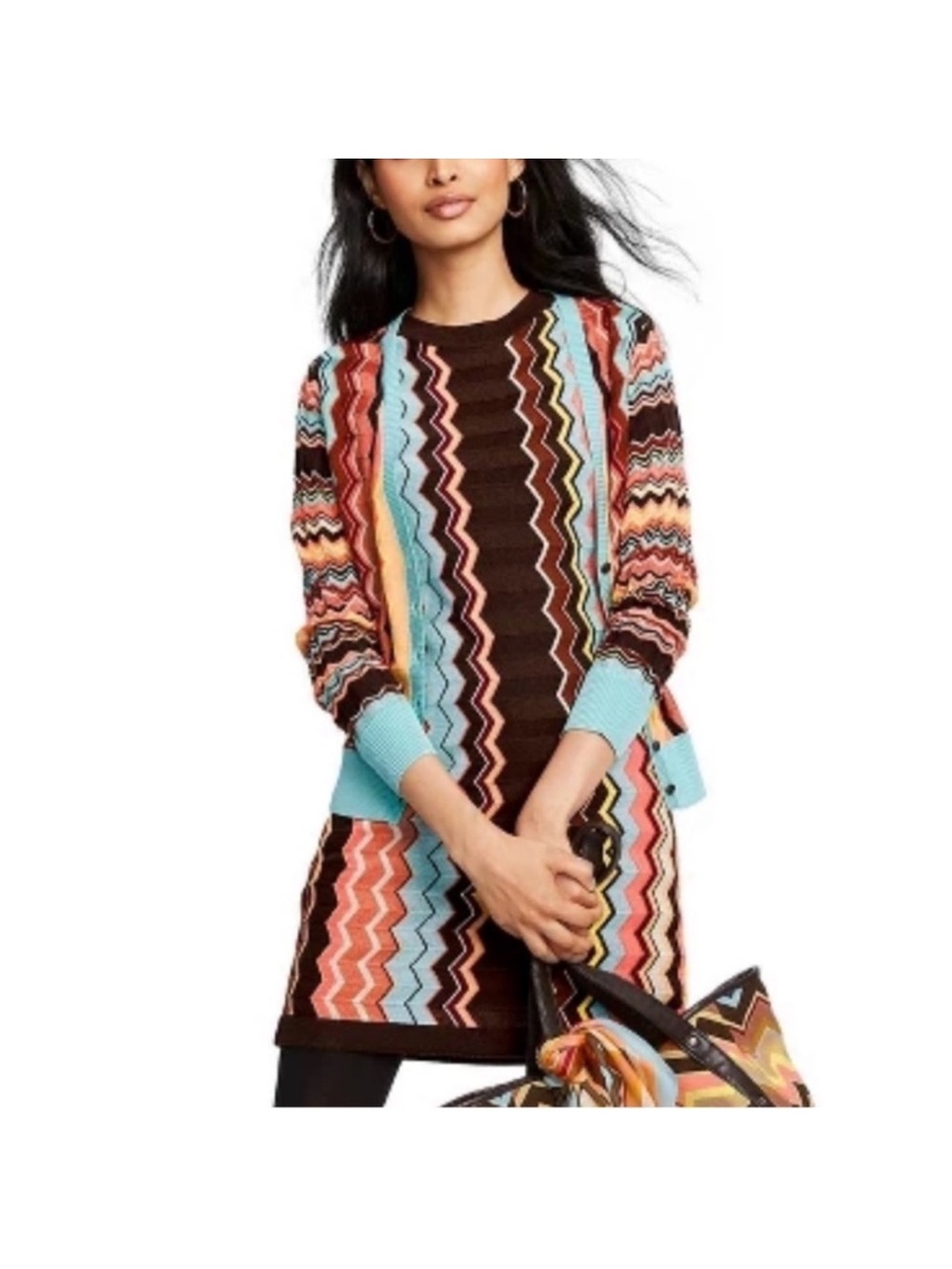 Missoni for Target | Dress | MFT Dark Brown Multi Colored Chevron Knit Dress - Picture 9 of 11